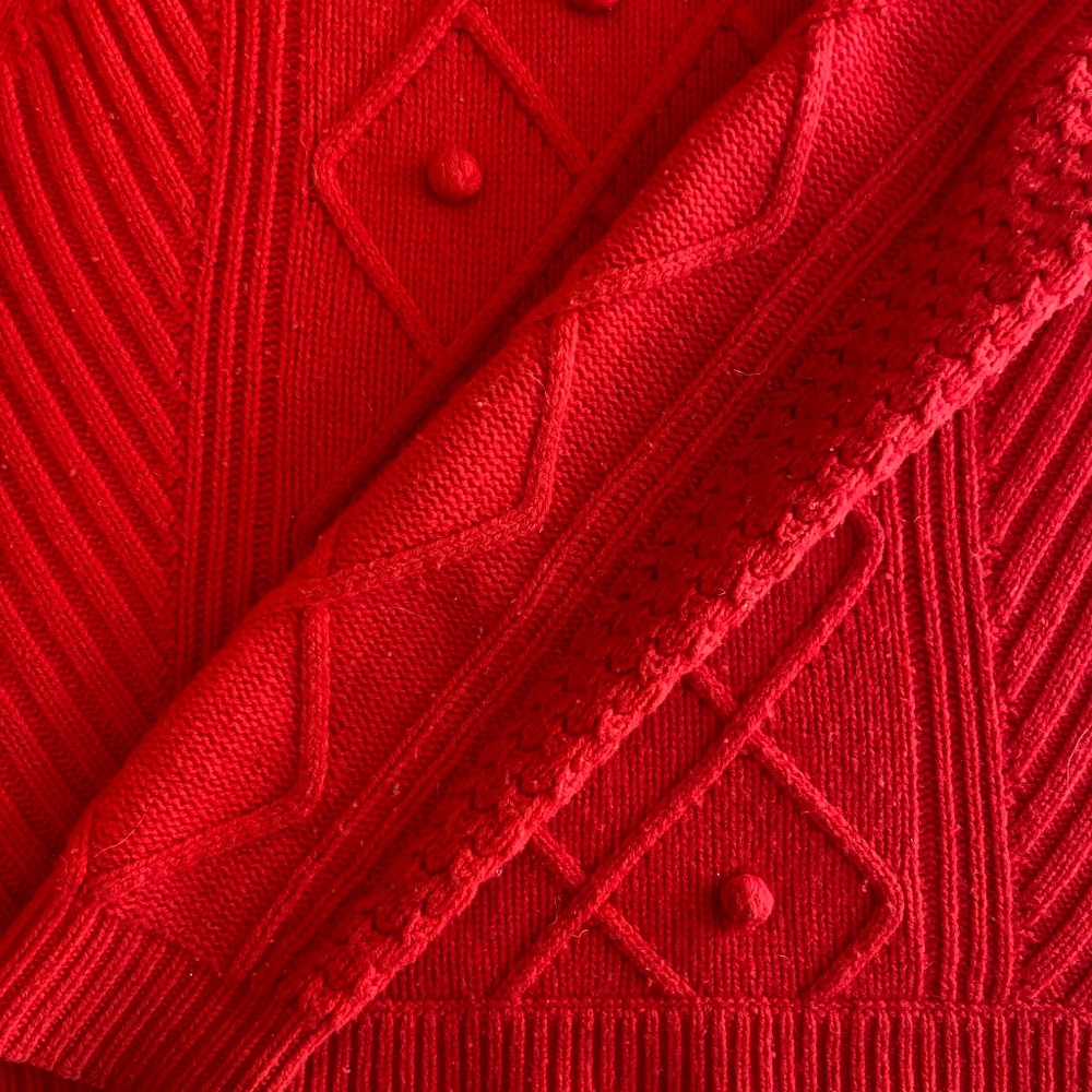 J Crew Wool Sweater Red Long Sleeve Knit Size Large - Picture 5 of 9